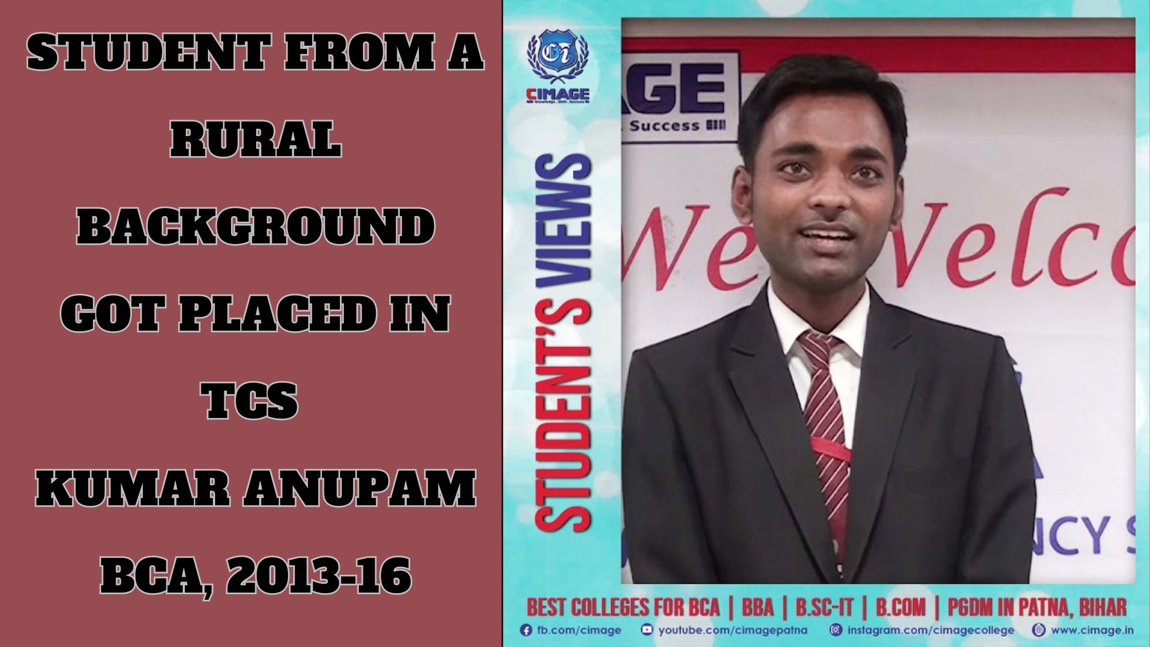 Student From A Rural Background of CIMAGE College got Placed In TCS