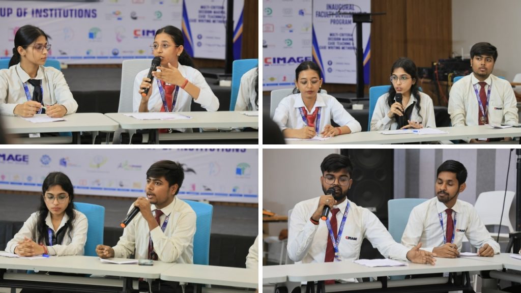 CIMAGE BBA, BCA, and B.Com students sharing their views on water conservation during Dainik Jagran's Abhimat youth discussion at CIMAGE Group of Institutions, Patna