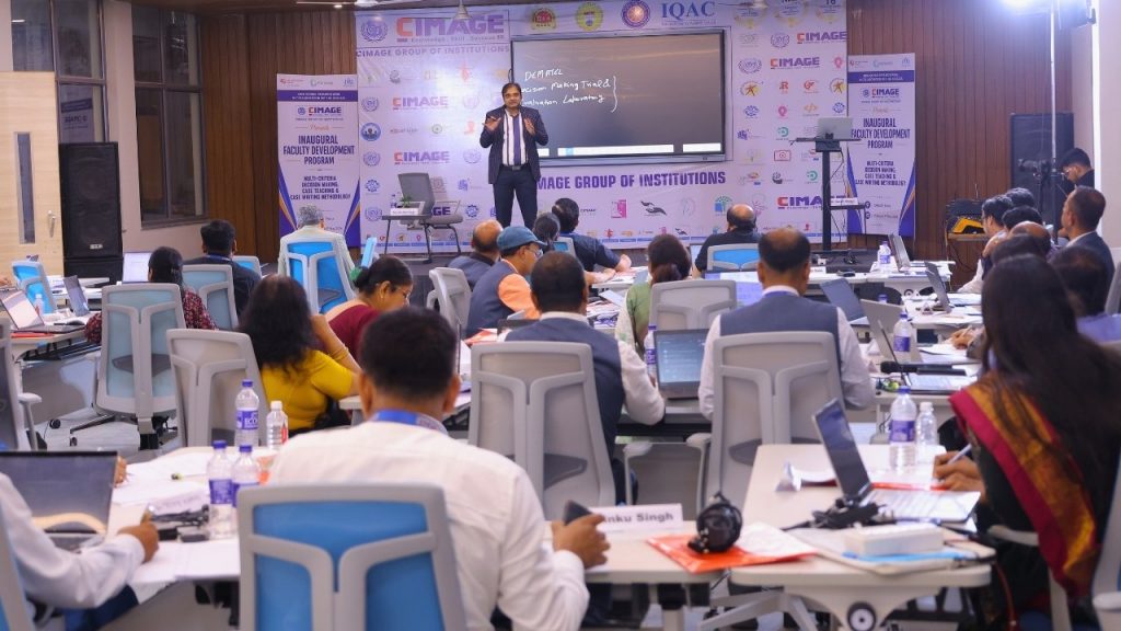 Prof. Dr. Rohit Kr. Singh from IMI Kolkata explaining Analytic Hierarchy Process at CIMAGE FDP