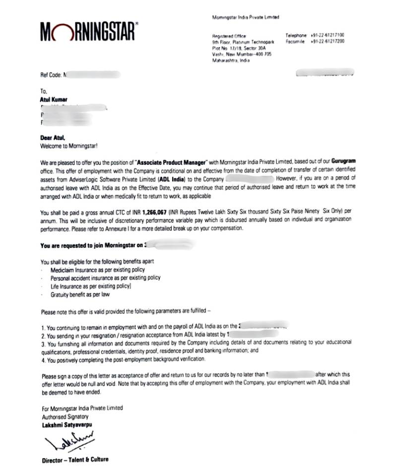 CIMAGE Group of Institutions Patna student Atul Kumar got placement at Morningstar India Private Limited as an Associate Product Manager in Gurugram with a ₹12.66 LPA package