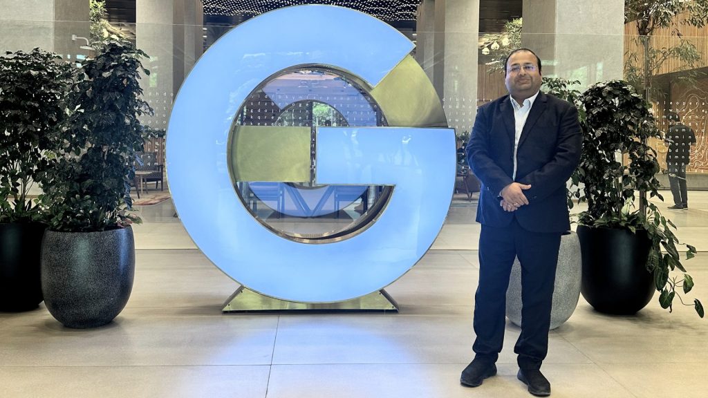 Dr. Prof. Neeraj Agrawal at the Google 'G', Google Ananta campus, Bengaluru.