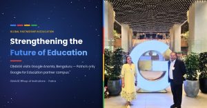 Dr. Neeraj Agrawal and Megha Agrawal at Google Ananta, Bengaluru — CIMAGE Google for Education partnership.