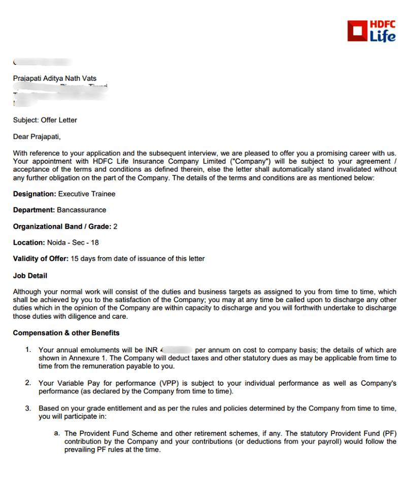 CIMAGE Group of Institutions Patna student Prajapati Aditya Nath Vats got placement at HDFC Life Insurance as Executive Trainee