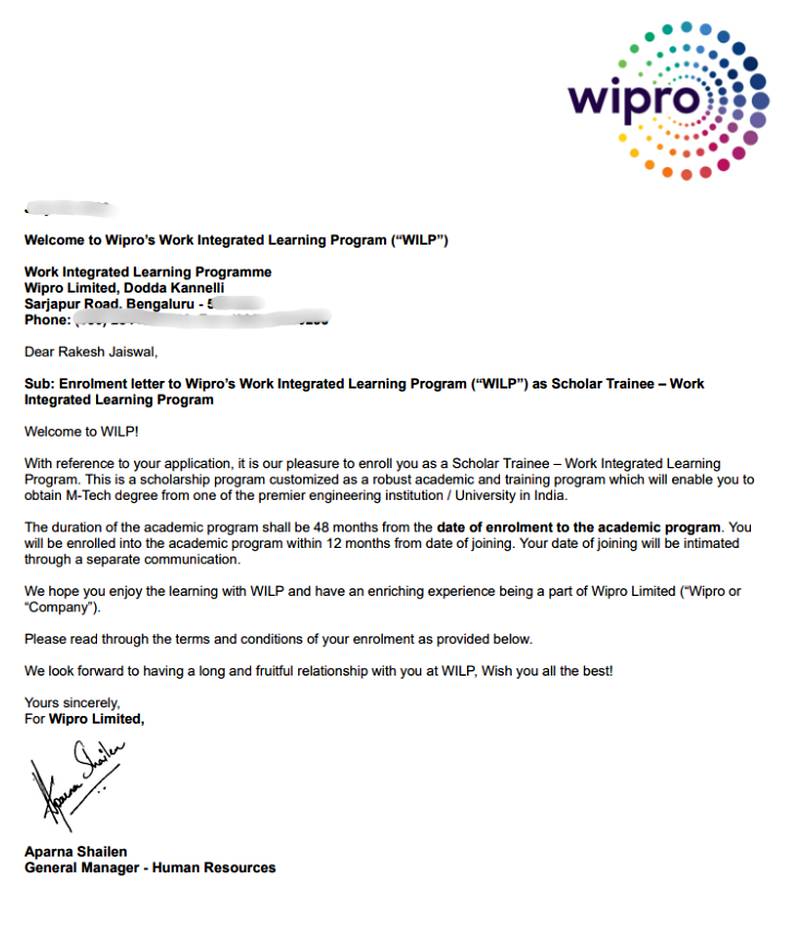 CIMAGE Group of Institutions Patna student Rakesh Jaiswal got placement at Wipro as a Scholar Trainee in the Work Integrated Learning Program (WILP) with an M.Tech degree