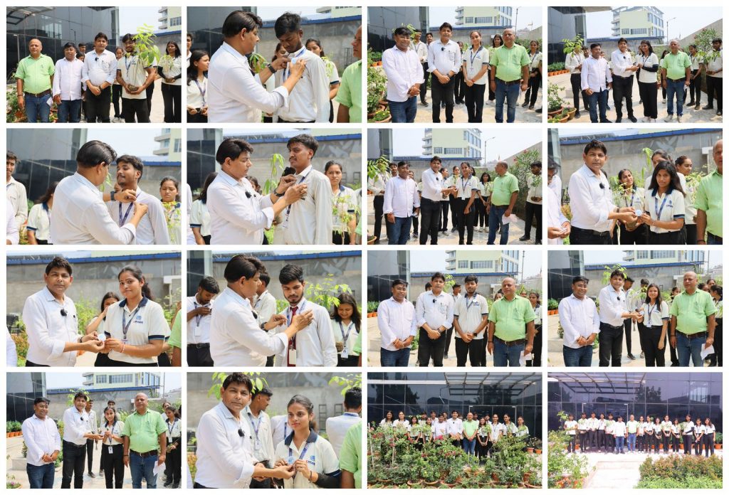 Eco Task Force Club badge distribution ceremony and group photos at the CIMAGE World Environment Day 2026 celebration in Patna