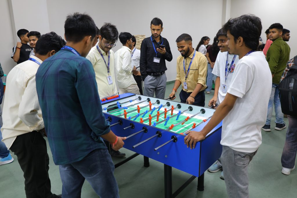 Students and visitors participating in the gaming zone at CIMAGE Weekend Fest 2026 in Patna