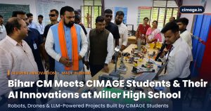 Bihar Chief Minister Samrat Choudhary interacts with CIMAGE College students at Miller High School, Patna