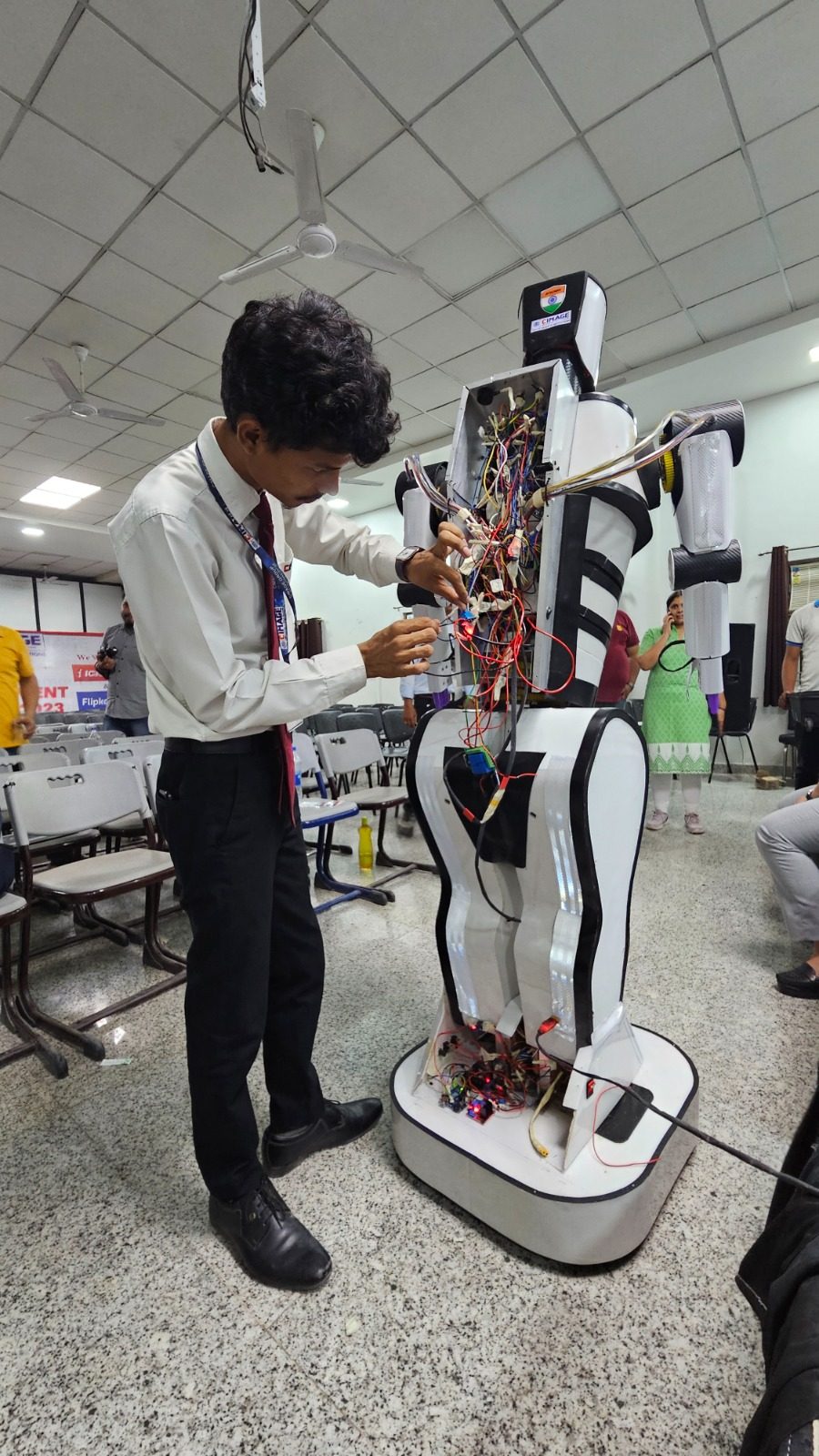 CIMAGE student building SUMEDH, Bihar's first humanoid robot