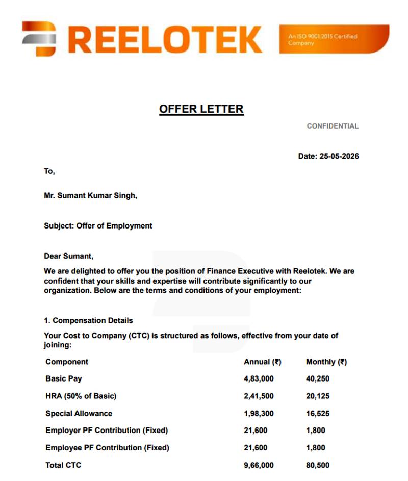 CIMAGE Group of Institutions Patna student Sumant Kumar Singh got placement at Reelotek as a Finance Executive with a ₹9.66 LPA package