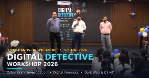 Cyber security workshop for students at CIMAGE College Patna — speakers addressing participants at the Digital Detective Workshop 2026