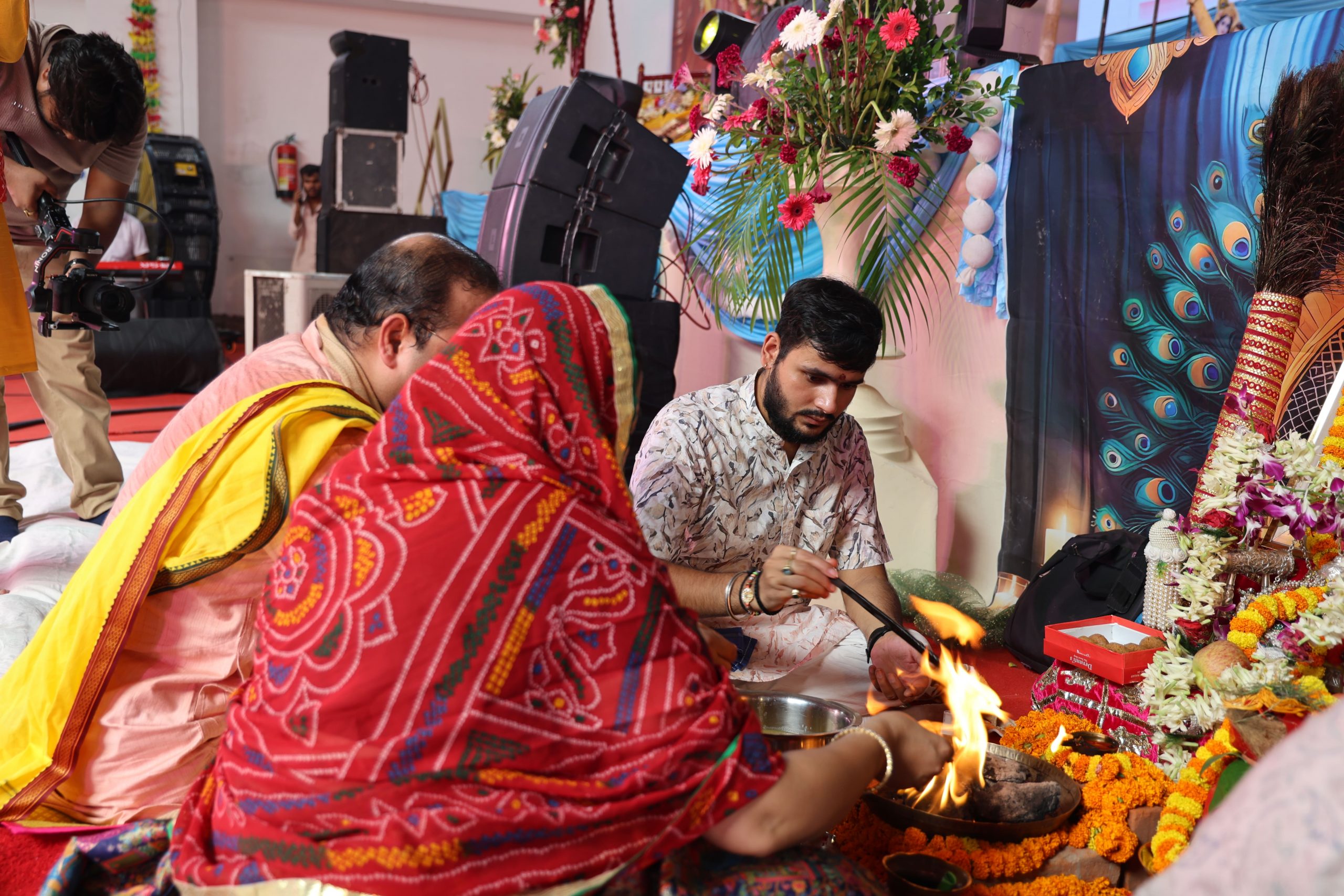 Students and guests at Khatu Shyam Darbar during Janmashtami Mahotsav 2026