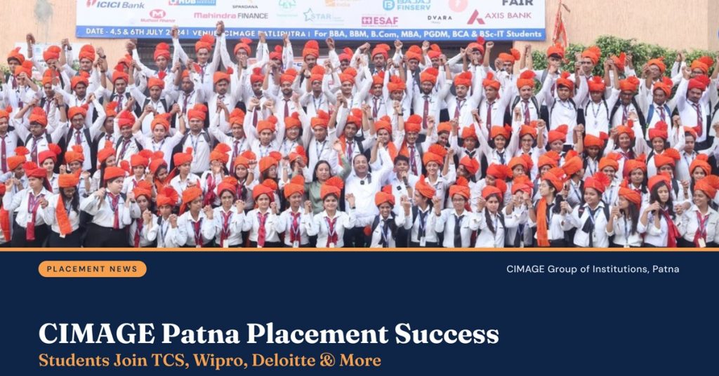 CIMAGE students celebrating placement success at TCS, Wipro and Deloitte
