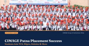 CIMAGE students celebrating placement success at TCS, Wipro and Deloitte