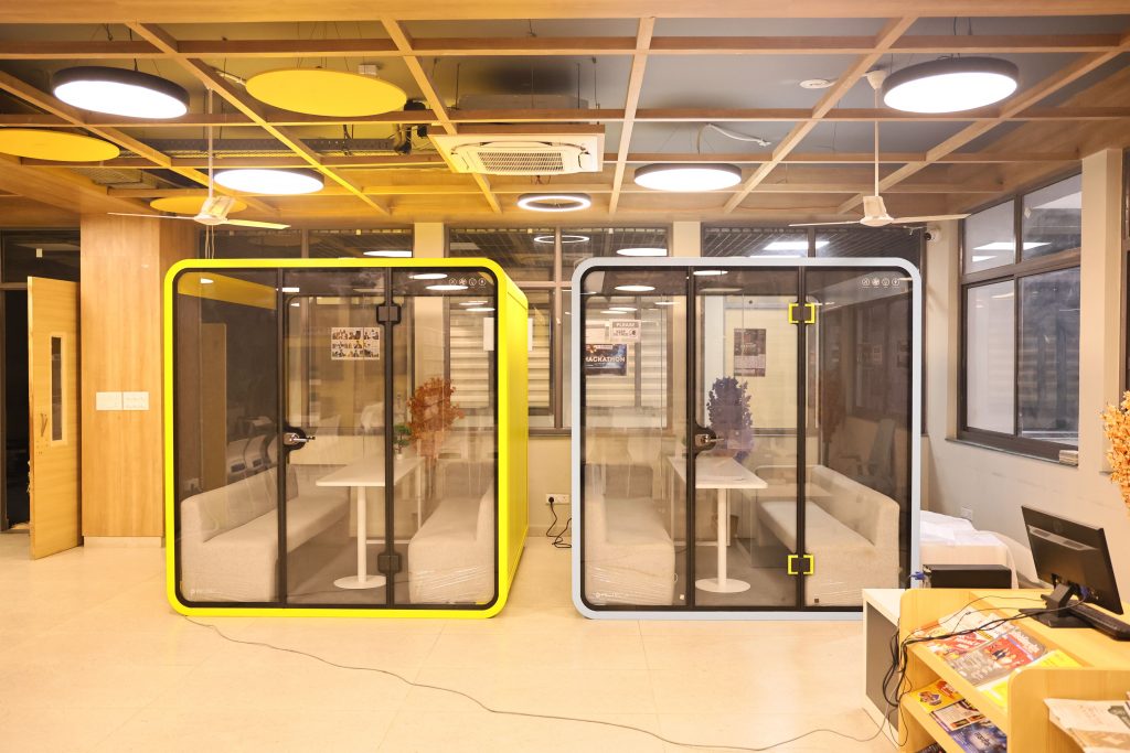 Private meeting pods for students and faculty